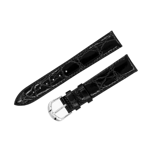 Aviator leather strap / 18 mm / black / polished buckle