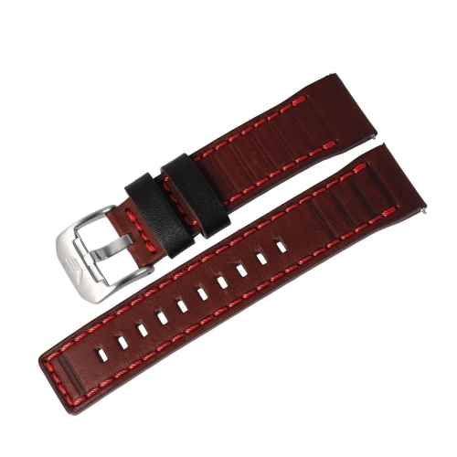Vostok Europe Systema Periodicum leather strap / 24 mm / brown / red / silver buckle