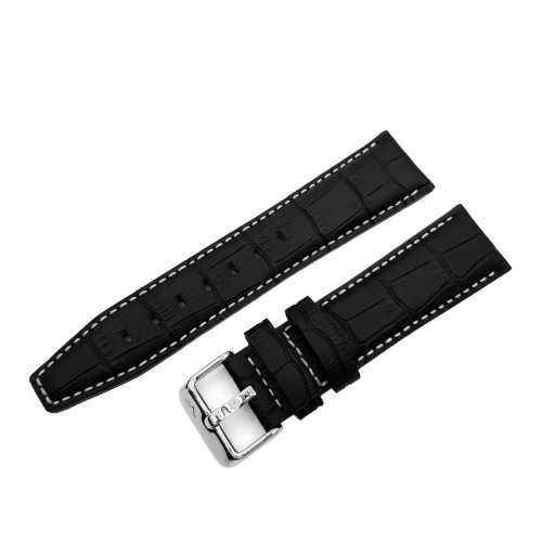 Vostok Europe Limousine leather strap / 23 mm / black / white / polished buckle