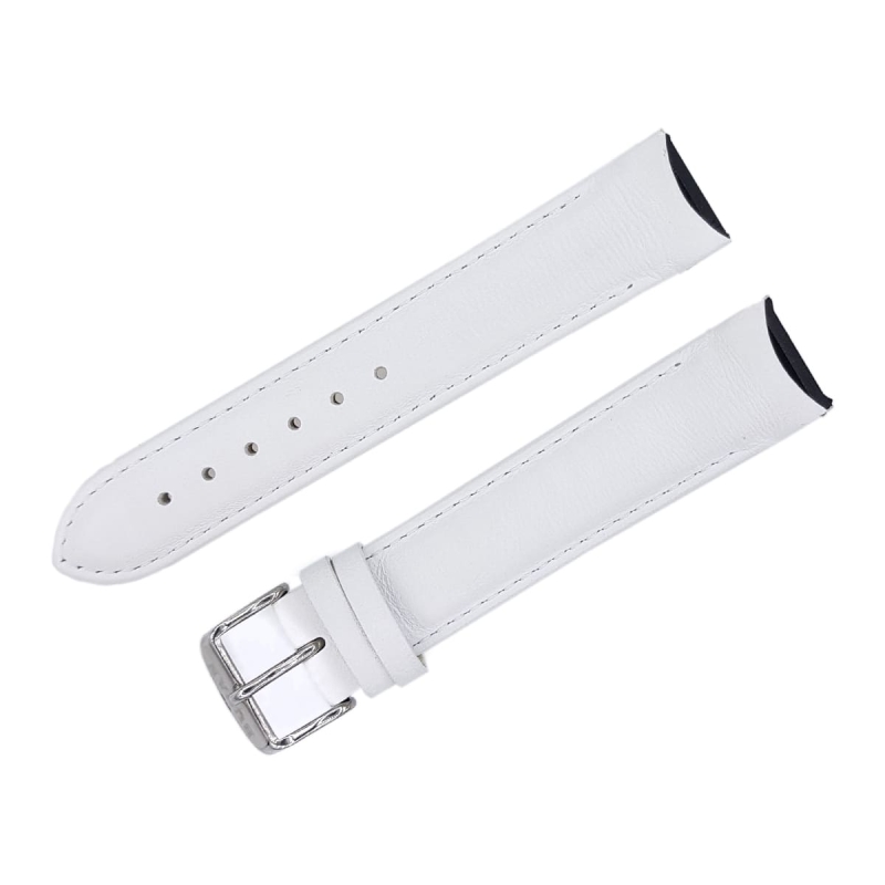 Buran leather strap / 20 mm / white / polished buckle