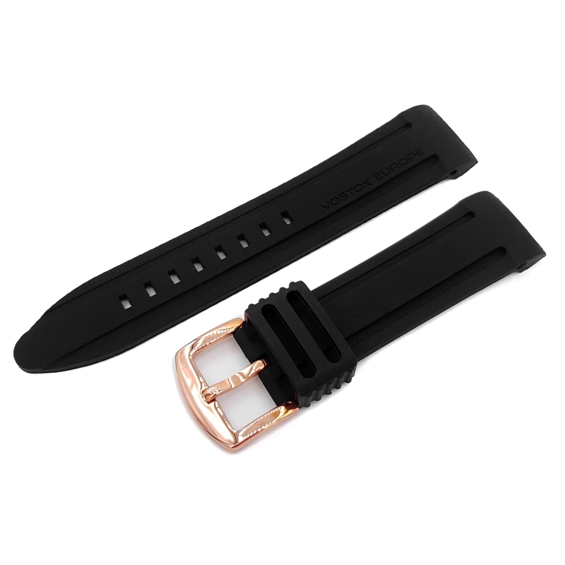 Vostok Europe Anchar silicone strap / 24 mm / black / rose buckle