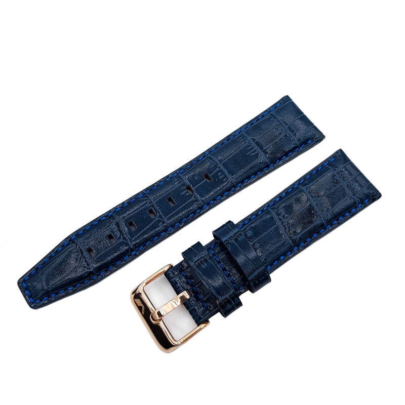 Vostok Europe Limousine leather strap / 23 mm / blue / rose buckle