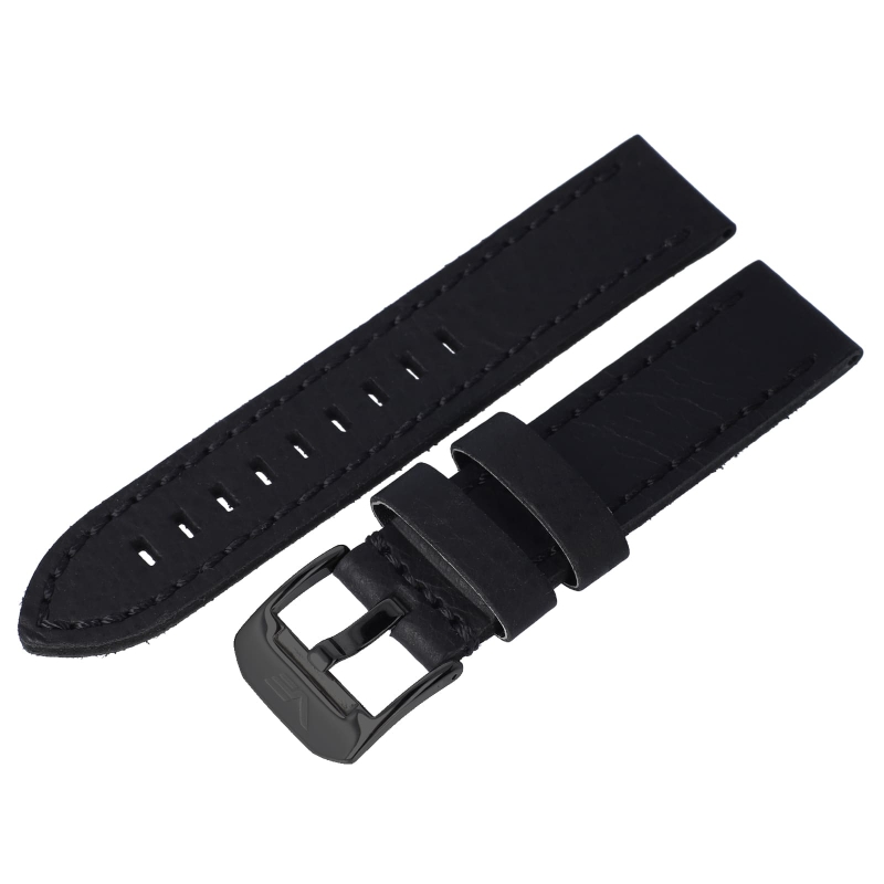 Vostok Europe Space Race leather strap / 22 mm / black / black buckle