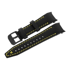 Vostok Europe Atomic Age leather strap / 25 mm / black / yellow / black buckle